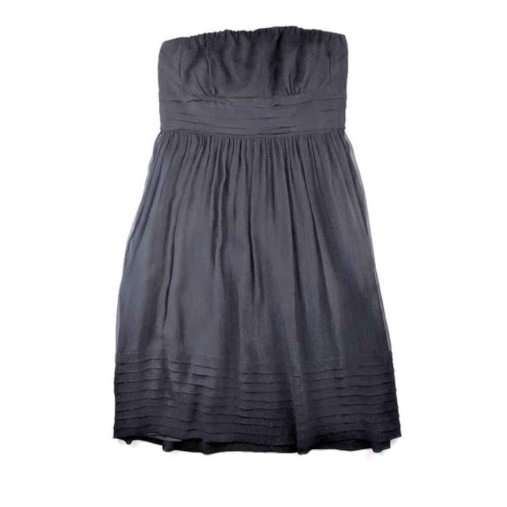 J. Crew Black Strapless Chiffon‎ Silk Dress 2 - Picture 2 of 9